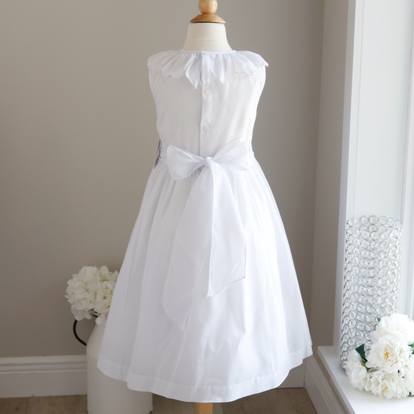 White Smocked Dress size 12 Luli & Me Sleeveless Collar Special Occasion NWT - Picture 6 of 7